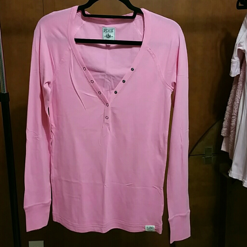 Victoria's Secret PINK Pink Heart LS Tee Sz M